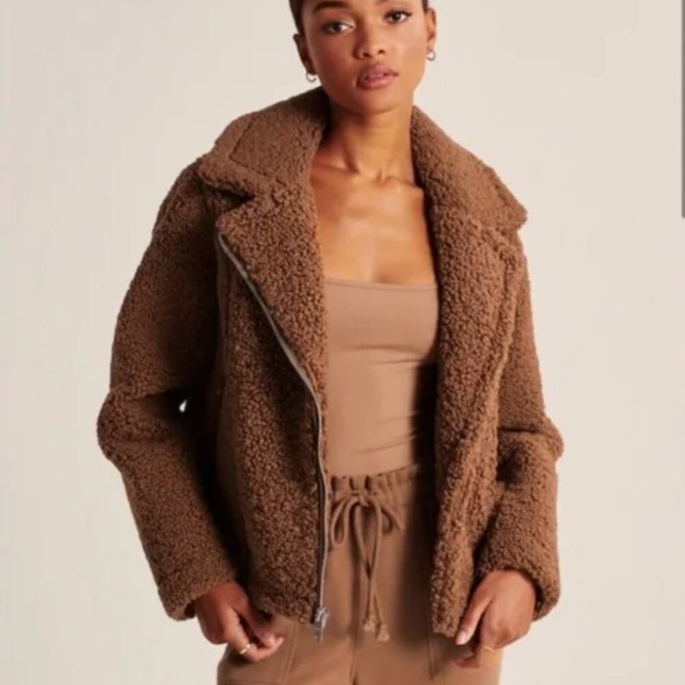 Abercrombie & Fitch Brown Teddy Sherpa Jacket- S